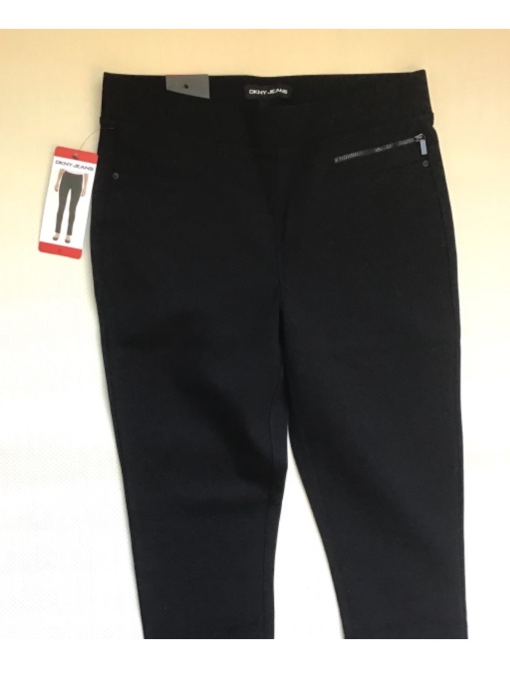 DKNY Pull-on Comfort Stretch Ponte Pants with Zipper Detail Black Sz M - Picture 2 of 6